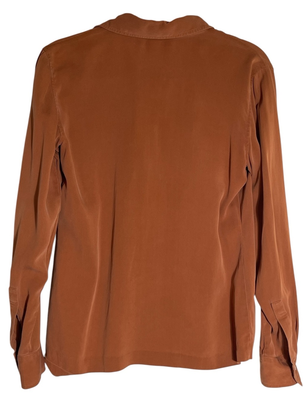 100% Silk Rust Brown Hidden Button Blouse Katherine Kelly Collection Size 6 - Picture 3 of 10